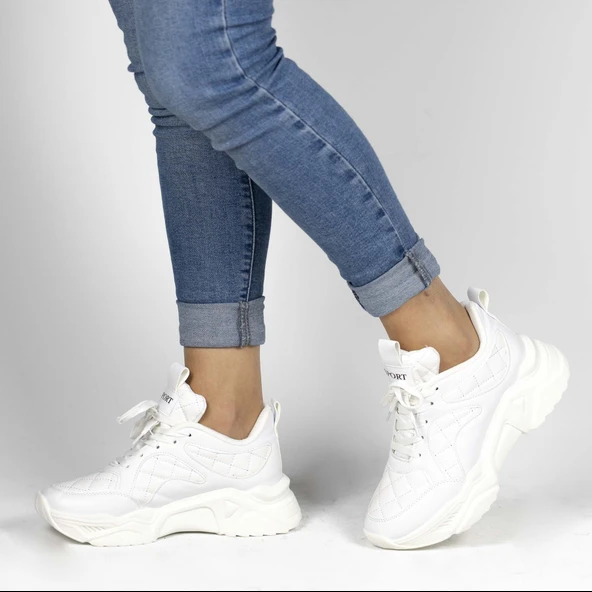 Kadın Kapitone Detaylı Sneakers - Resim 5
