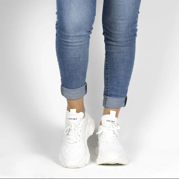 Kadın Kapitone Detaylı Sneakers - Resim 6