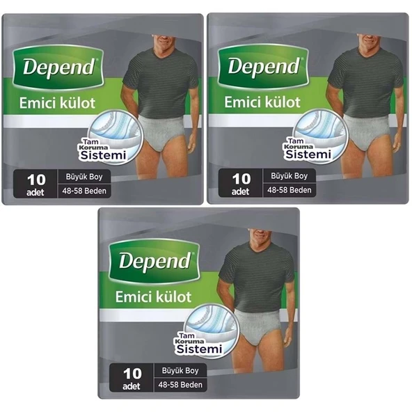 Depend Emici Külot Yetişkin Bezi Large - Büyük Erkek 30 Adet (3PK*10) ürün görseli 1