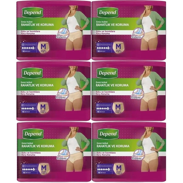 Depend Emici Külot Yetişkin Bezi Medium - Orta Kadın 60 Adet (6PK*10) ürün görseli 1