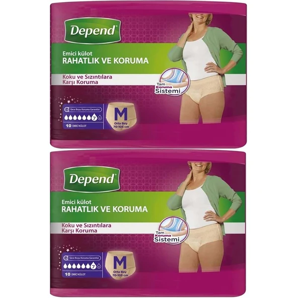 Depend Emici Külot Yetişkin Bezi Medium - Orta Kadın 20 Adet (2PK*10) ürün görseli 1