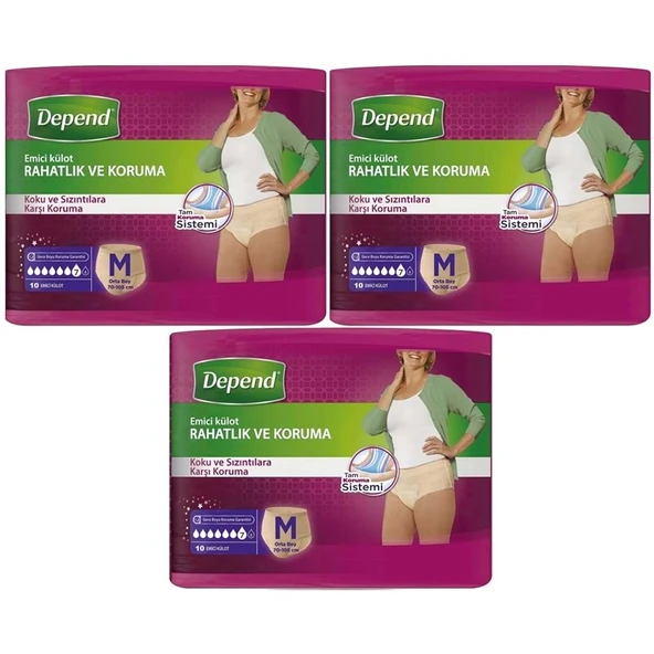 Depend Emici Külot Yetişkin Bezi Medium - Orta Kadın 30 Adet (3PK*10) ürün görseli 1