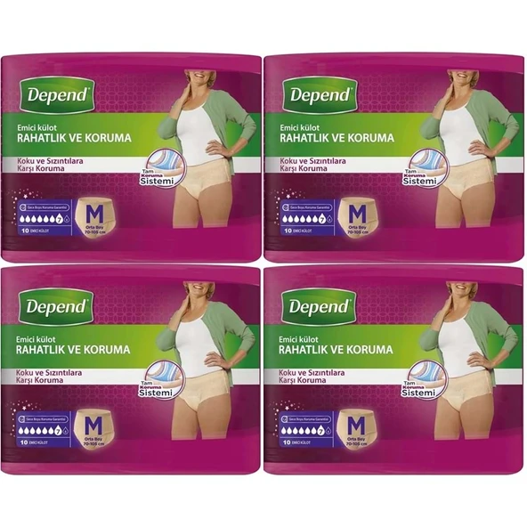 Depend Emici Külot Yetişkin Bezi Medium - Orta Kadın 40 Adet (4PK*10) ürün görseli 1