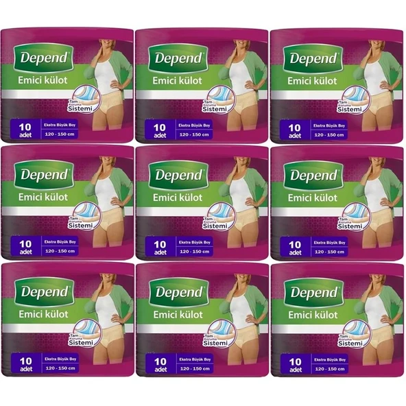 Depend Emici Külot Yetişkin Bezi XL - Extra Büyük Kadın 90 Adet (9PK*10) ürün görseli 1