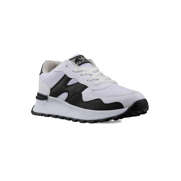 Mega Rahat İç Taban Beyaz Siyah Renk Fileli Dış Yüzey Bağcıklı Günlük Ayakkabı Sneakers ürün görseli 1
