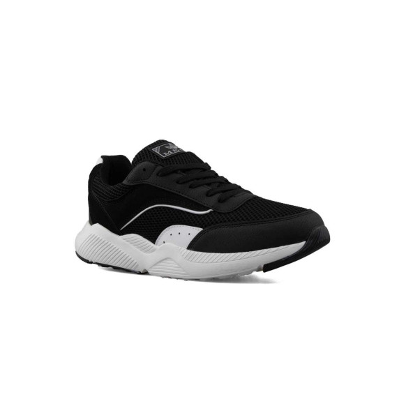 Mega Erkek Rahat İç Taban Siyah Beyaz Renk Fileli Dış Yüzey Bağcıklı Günlük Ayakkabı Sneakers ürün görseli 1