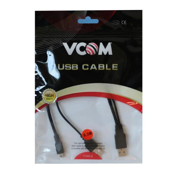 Vcom USB 2.0 to Mini 5Pin Y Kablo 30 cm - Resim 2