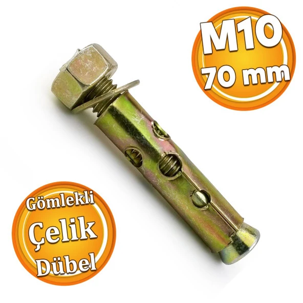 Saplamalı Gömlek Çelik Dübel M10x70 mm Raf Montaj Bağlantı Zemin Monte Tavan Beton Asma Aparat ürün görseli 1
