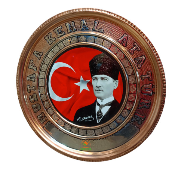 ATATÜRK DUVAR TABLOSU BAKIR DUVAR TABLOSU M.K. ATATÜRK TABLO ÖZEL ELİŞÇİLİĞİ 25 cm ürün görseli 1