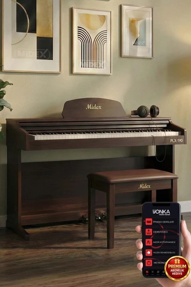 Midex PLX-190SR Gül Ağacı Dijital Piyano 88 Tuşlu Hammer Action ve Tuş Hassasiyeti ürün görseli 1
