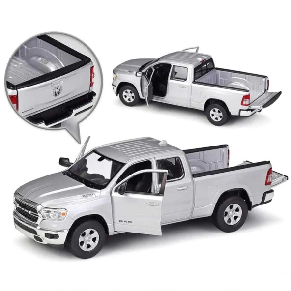 Welly 1:24 2019 Ram 1500 Gri Model Araba - Resim 3