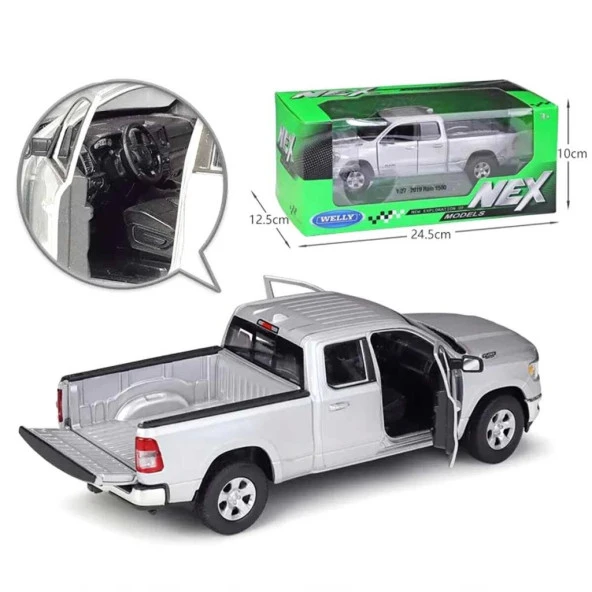 Welly 1:24 2019 Ram 1500 Gri Model Araba - Resim 4