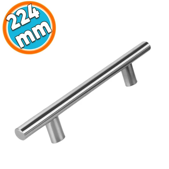 Mobilya Mutfak Çekmece Dolap Kapak Kulpu Kulbu 224 mm İnox Metal Kulp ürün görseli 1