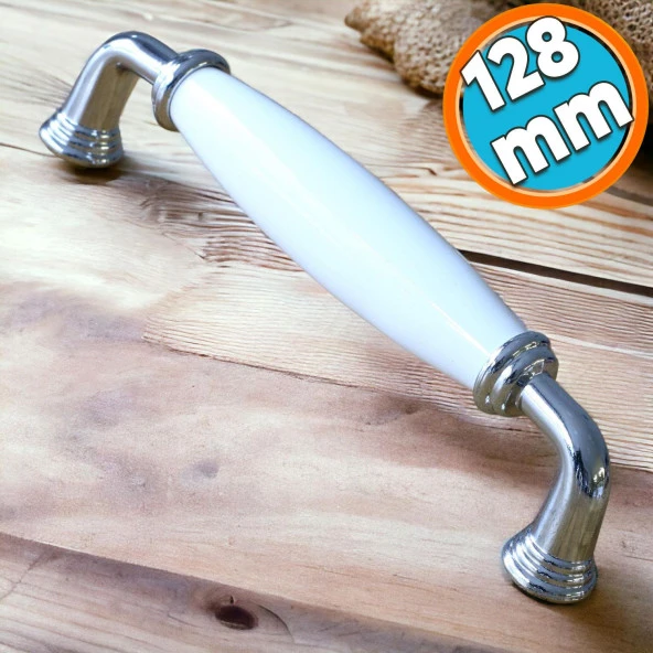 Porselen Beyaz 128 mm Kulplar Mobilya Mutfak Dolabı Çekmece Dolap Kapak Kulpu Kulbu ürün görseli 1