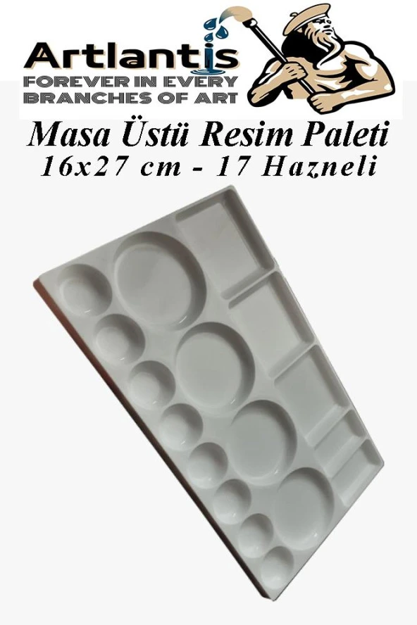 Masa Üstü Resim Paleti 1 Adet 17 Hazneli Boya Paleti 16X27 cm Sanatsal Boyalar İçin Palet Akrilik Boya Yağlı Boya Guaj Boya ürün görseli 1
