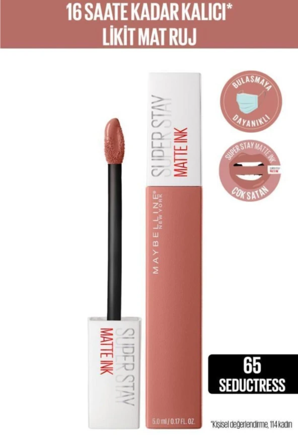 Maybelline New York Stay Matte Ink Unnude Likit Mat Ruj - 65 Seductress - Nude ürün görseli 1