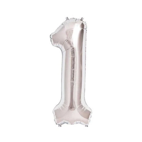 1 Rakam Gümüş Folyo Balon 40 inc 100 cm ürün görseli 1