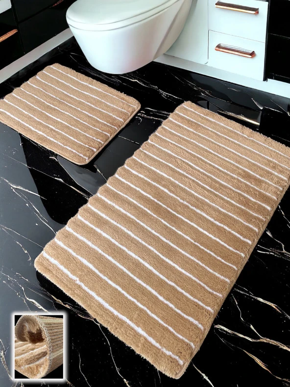 Shalta Bej 2li Banyo Paspası (60x100 50x60 cm) ürün görseli 1