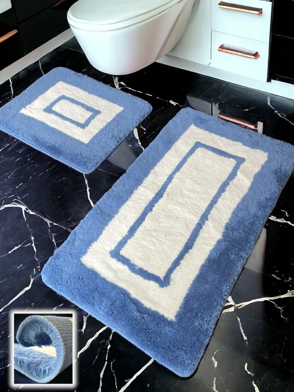 Turka Mavi 2li Banyo Paspası (60x100 50x60 cm) ürün görseli 1