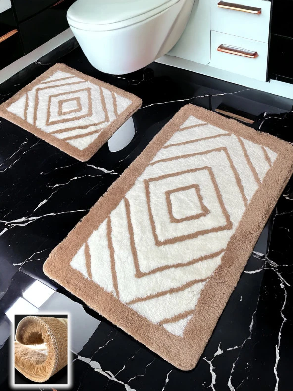Niva Bej 2li Banyo Paspası (60x100 50x60 cm) ürün görseli 1