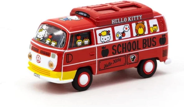 Tarmac Volkswagen Type 2 Hello Kitty Capsule School Bus 1/64 Model Araba ürün görseli 1