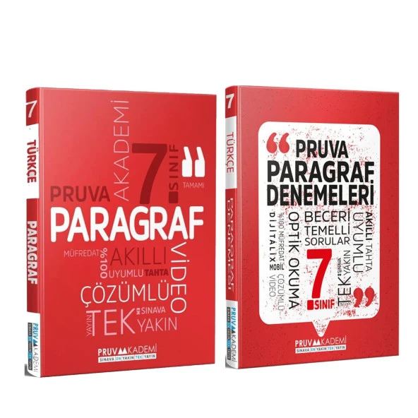 Pruva Akademi 7.Sınıf Paragraf Soru Bankası ve Deneme Seti 2 Kitap ürün görseli 1