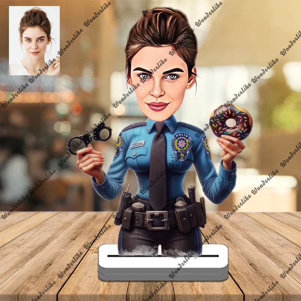 Emniyet Mensubu Polis Bayan 3D Ahşap Biblo,Sevgiliye Hediye, ürün görseli 1