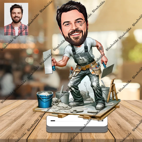 İnşaat Ustası 3D Ahşap Biblo,Sevgiliye Hediye,Doğum Günü Hediye ürün görseli 1