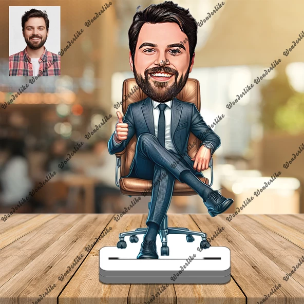İş Adamı Ceo 3D Ahşap Biblo,Sevgiliye Hediye,Doğum Günü Hediye ürün görseli 1