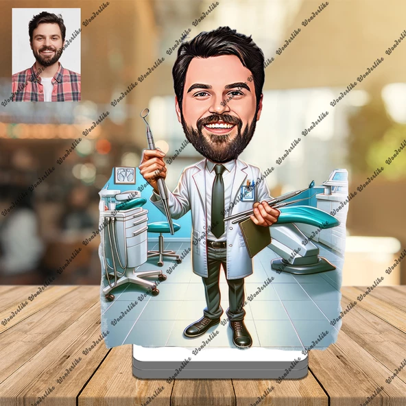Diş Doktoru 3D Ahşap Biblo,Sevgiliye Hediye,Doğum Günü Hediyesi ürün görseli 1