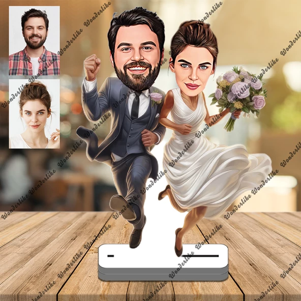 Gelin Damat 3D Ahşap Biblo,Sevgiliye Hediye,Doğum Günü Hediyesi ürün görseli 1