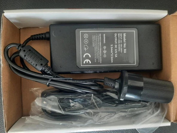 Çakmak Adaptörü Araç Çakmaklık Çevirici  Ev Tipi Çevirici Adaptör 60W/5A/12V(Açıklamayı okumadan ürünü almayınız) ürün görseli 1