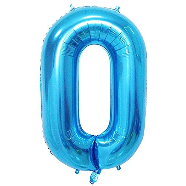 0 Rakam Mavi Folyo Balon 40 inç 100 cm ürün görseli 1