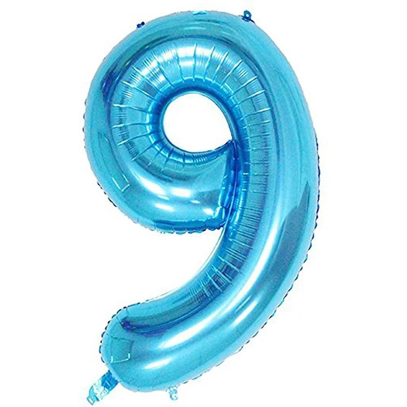9 Rakam Mavi Folyo Balon 40 inç 100 cm ürün görseli 1