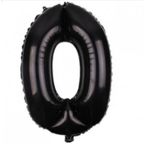 0 Rakam Siyah Folyo Balon 40 inç 100 cm ürün görseli 1