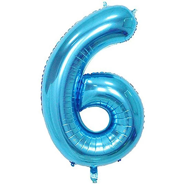6 Rakam Mavi Folyo Balon 40 inç 100 cm ürün görseli 1