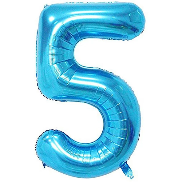 5 Rakam Mavi Folyo Balon 40 inç 100 cm ürün görseli 1