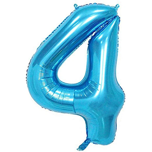 4 Rakam Mavi Folyo Balon 40 inç 100 cm ürün görseli 1