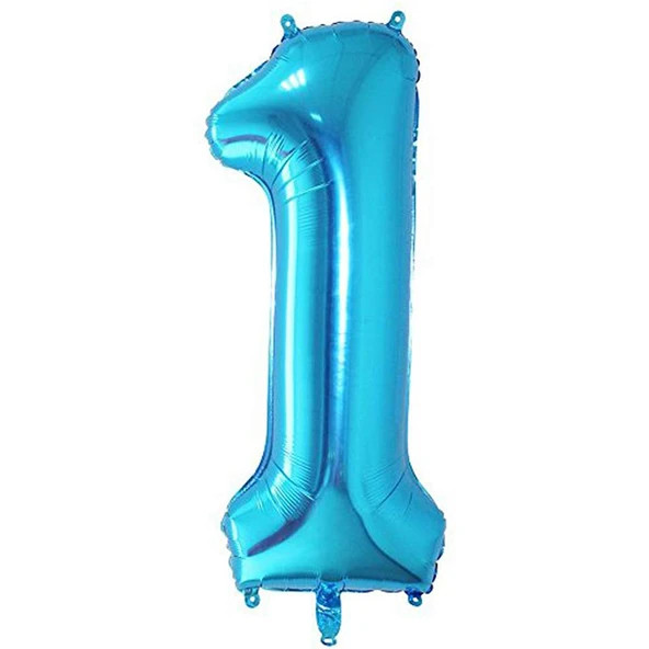 1 Rakam Mavi Folyo Balon 40 inç 100 cm ürün görseli 1