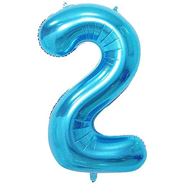 2 Rakam Mavi Folyo Balon 40 inç 100 cm ürün görseli 1