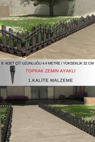 Dekoratif Plastik Bahçe ve Peyzaj Çiti 8 ADET ÇİT (Y: 32 CM / G: 4.4 M) TOPRAK AYAKLI ürün görseli 1