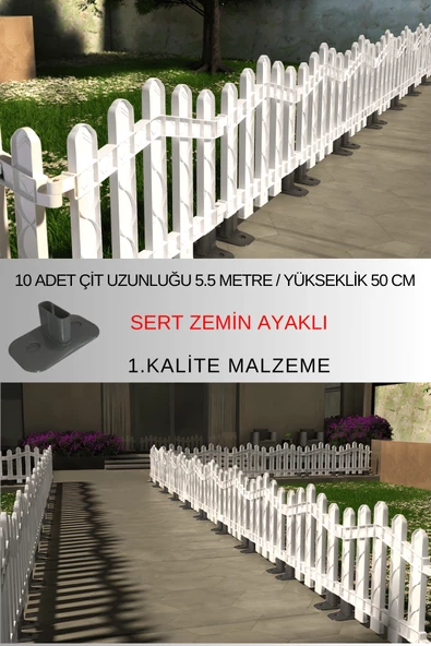 Dekoratif Plastik Alan Oluşturma ve Bahçe Çiti 10 ADET ÇİT (Y: 50 CM / G: 5.5 M) SERT ZEMİN AYAKLI ürün görseli 1