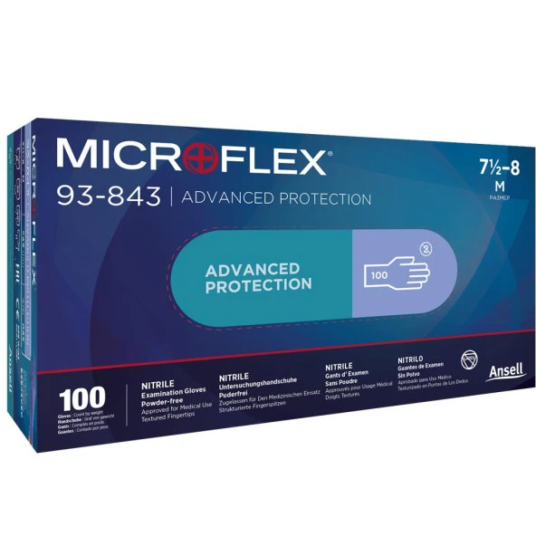 ANSELL MICROFLEX® 93-843 NİTRİL ELDİVEN (100 LÜ PAKET) S BEDEN - Resim 2