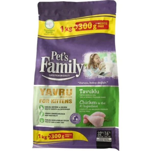 Pets Family Yavru Kedi Maması Tavuklu 1300Gr ürün görseli 1