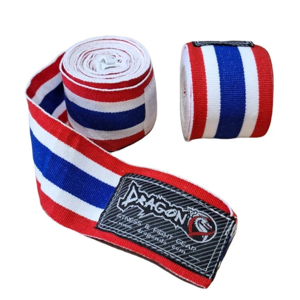 DragonDo 83818 Thailand Bayraklı 5 Metre Elastik Bandaj Boks Bandajı Muay Thai Bandajı Kick Boks Bandajı ürün görseli 1