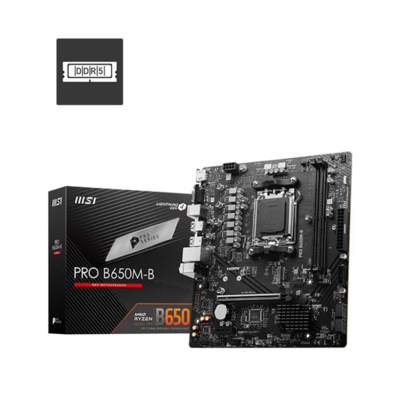 MSI PRO B650M-B AMD B650 Soket AM5 DDR5 6800MHz m.2 mATX Anakart ürün görseli 1