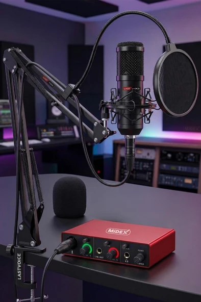 Midex GLX Paket-2 BM800 And Mikrofon Ses Kartı + Stand Set ürün görseli 1
