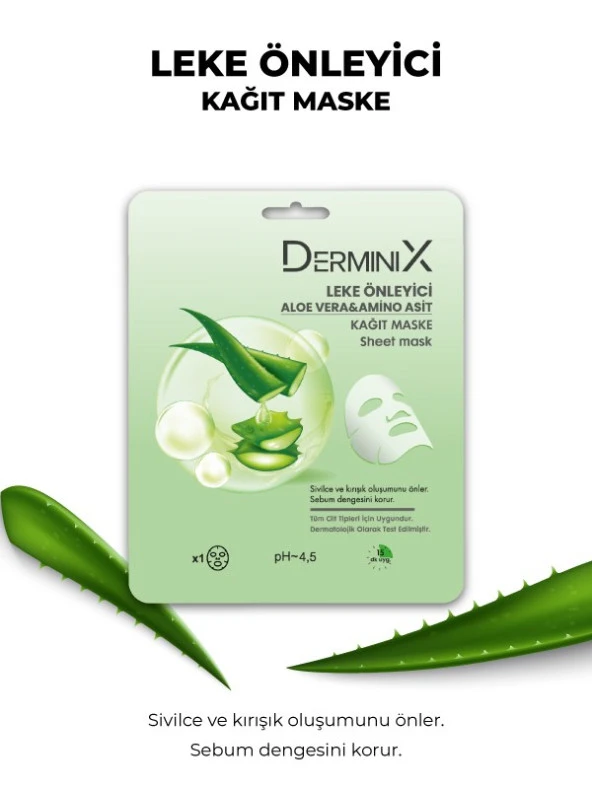 Derminix Leke Önleyici Kağıt Maske Aloe Vera ve Amino Asit ürün görseli 1