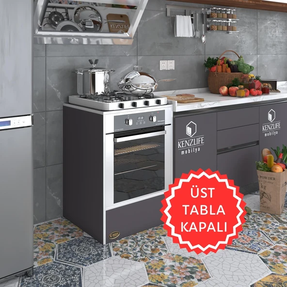 Kenzlife ankastre modülü kabini neon gri fırın ocak dolabı sabit tabla ürün görseli 1