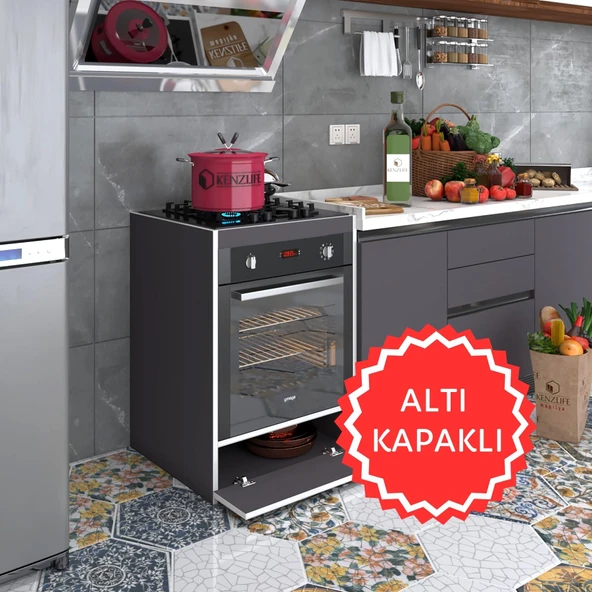 Kenzlife ankastre modülü kabini berilyum gri fırın ocak dolabı kapaklı ürün görseli 1